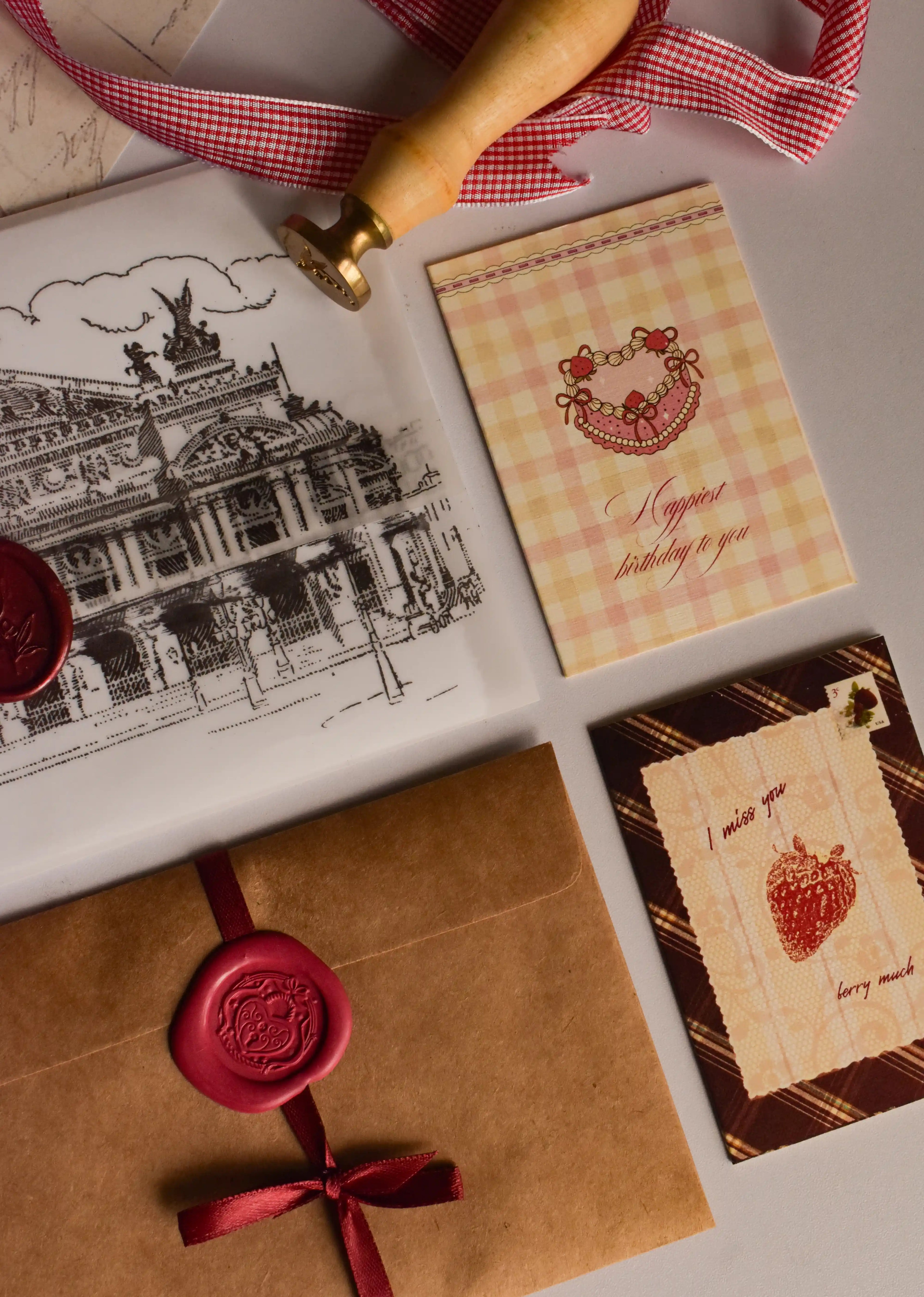 Vintage-inspired birthday keepsake bundle with thoughtful paper treasures, postcards and birthday wishes.