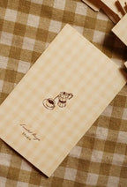 Favourite Cup of Coffee Greeting Card | 4 × 6 Inch Vintage Gingham Card with Maroon Envelope