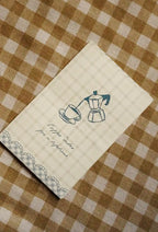 Coffee Dates Greeting Card | 4 × 6 Inch Vintage Gingham Card with Blue Envelope