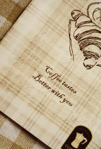 Coffee Tastes Better With You Greeting Card | 4 × 6 Inch Vintage Plaid Card with Maroon Envelope