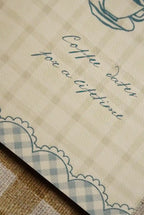 Coffee Dates Greeting Card | 4 × 6 Inch Vintage Gingham Card with Blue Envelope