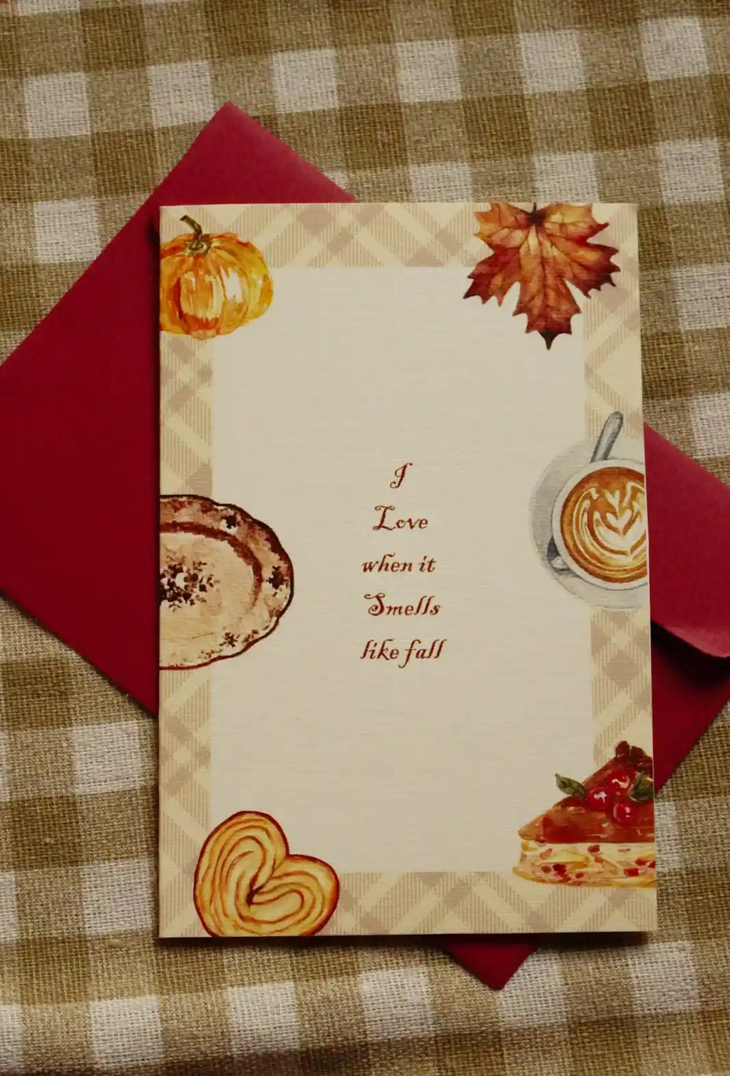 Autumn Whispers Greeting Card | 4 × 6 Inch Autumn Card with Maroon Envelope