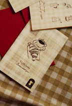 Coffee Tastes Better With You Greeting Card | 4 × 6 Inch Vintage Plaid Card with Maroon Envelope