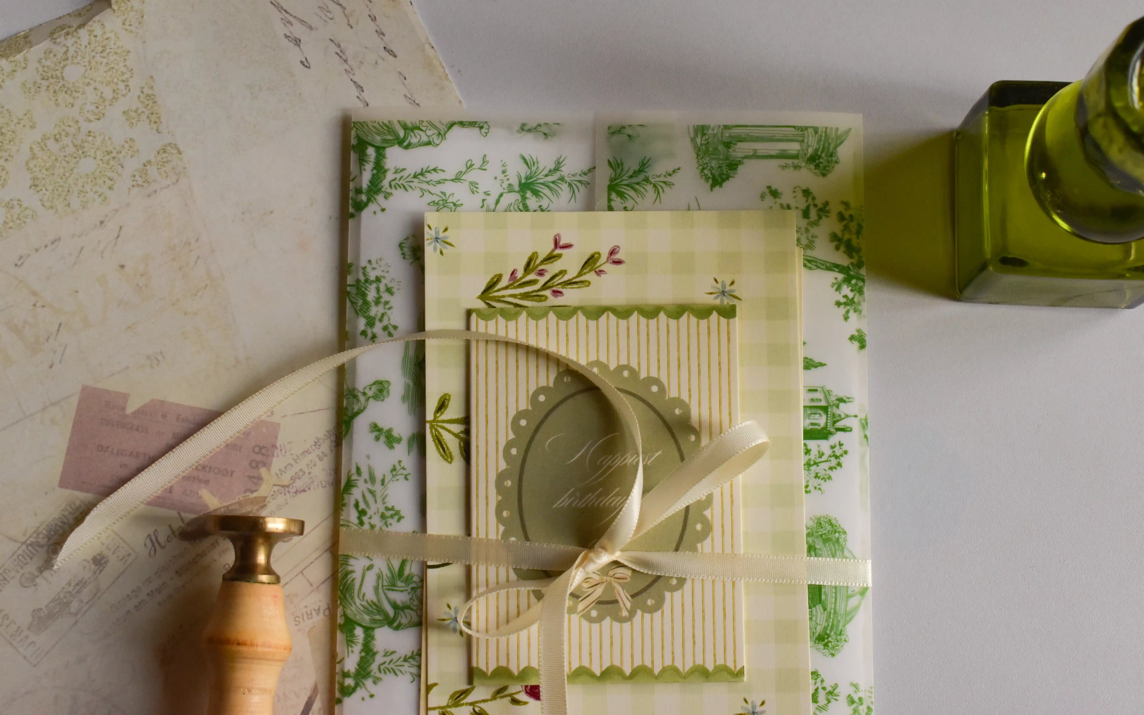 Forest Fairy vintage letter with birthday postcard bundle