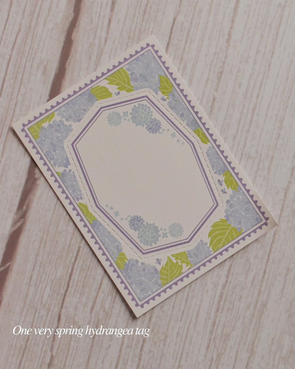Product highlight showing "One very spring hydrangea tag"