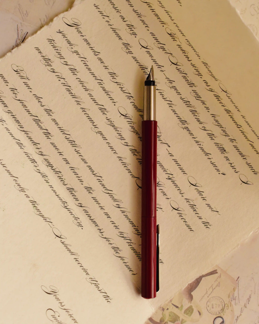 This image focuses on the conclusion of the letter, highlighting the elegant vintage script style near the signature, ready to transform your words into a treasured keepsake.