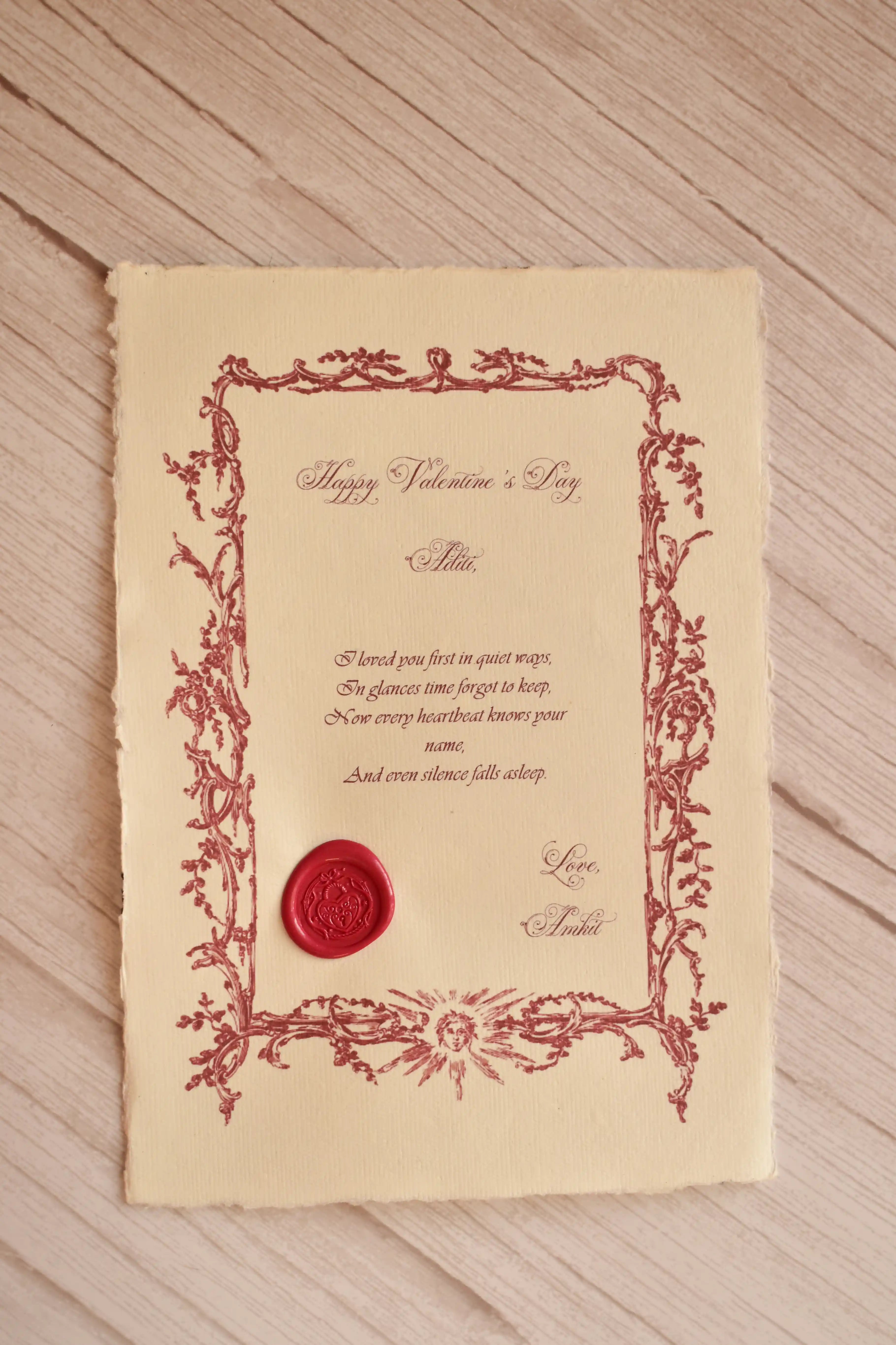 A personalized vintage love letter is shown as a romantic Valentine keepsake.