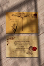 A classic poetry postcard is styled as part of a vintage love poem stationery set.