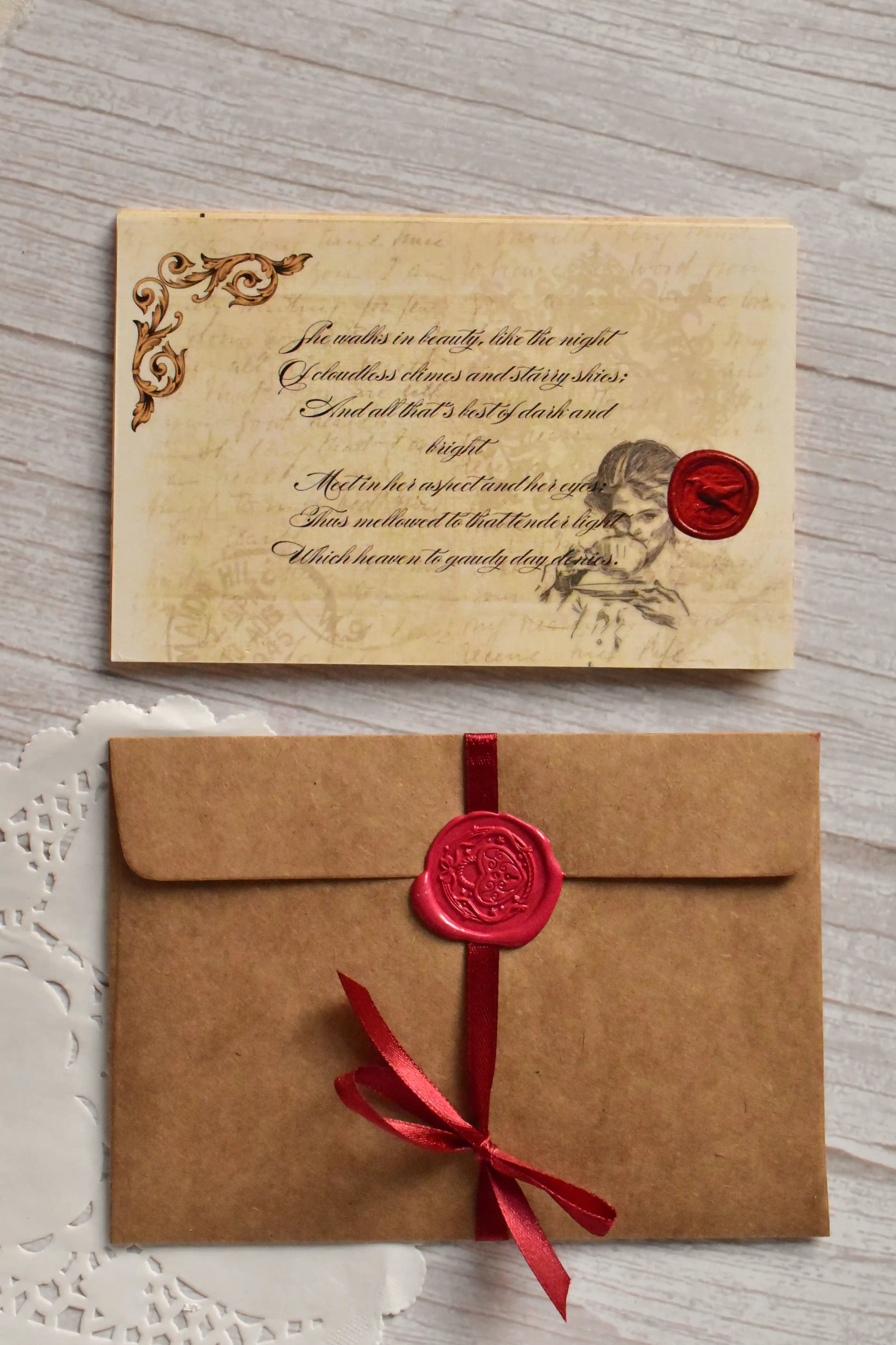 A 12-piece vintage Valentine's bundle is arranged with postcards, mini cards, and a love letter.