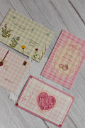 A set of four retro Valentine postcards is arranged together in a vintage love theme.